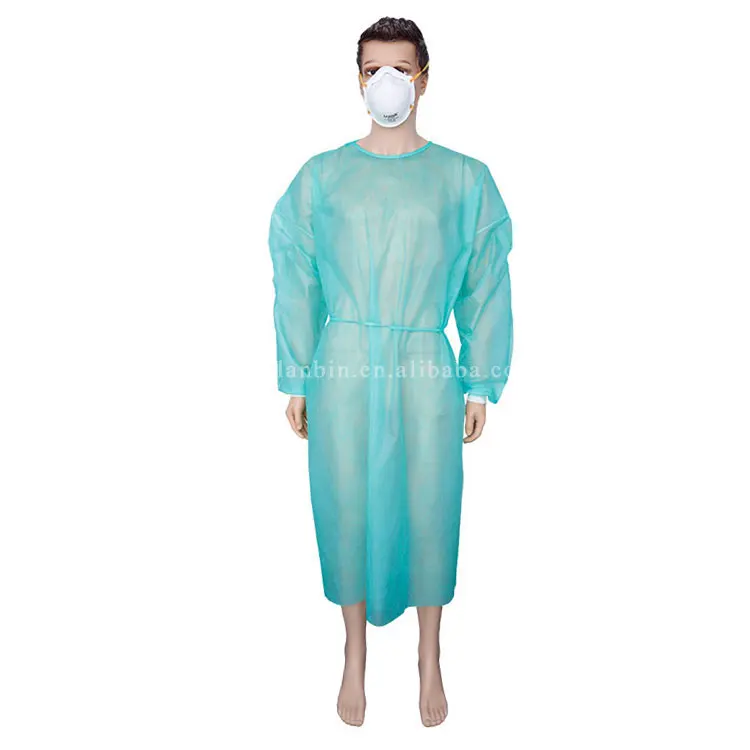 Disposable No-sterile Gown hospital nurse gown pp pe laminated isolation gown yellow with long sleeve