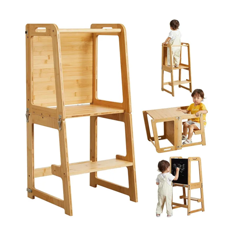 4-в-1bamboo регулируемый кухонный стул для детей