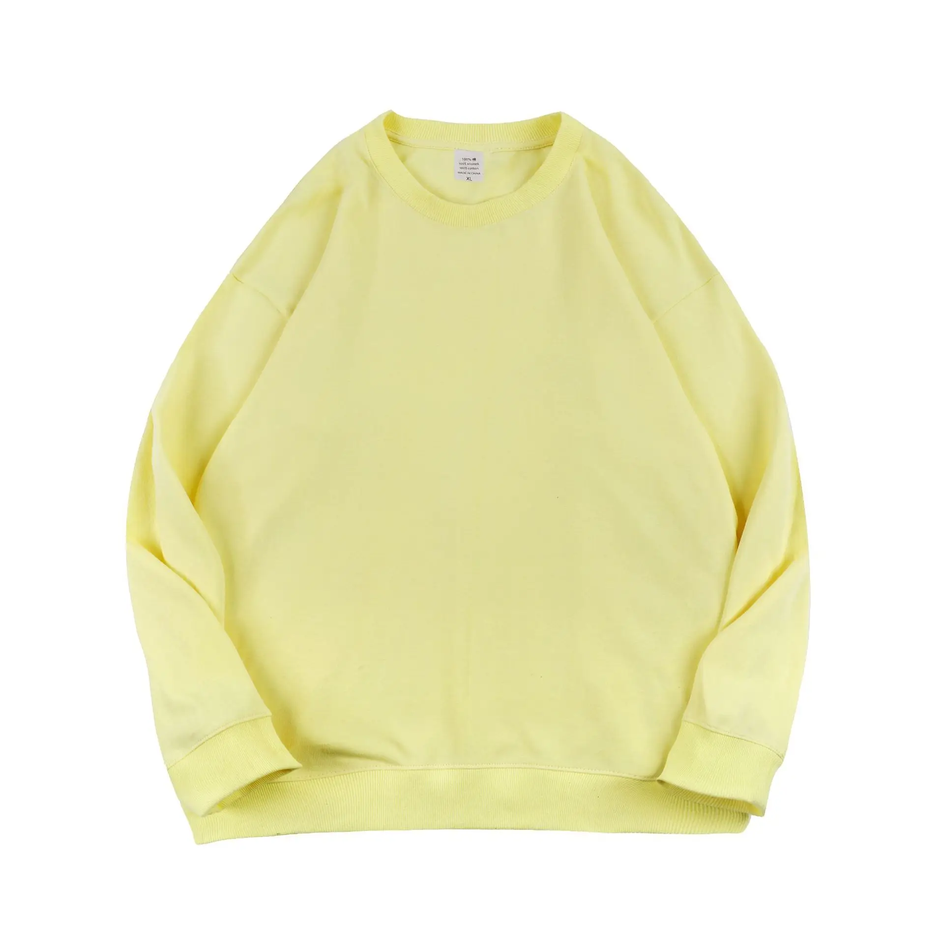 Cheap Price Wholesale Black  Tan Khaki 280 GSM French Terry Mens Crew Neck Sweatshirt