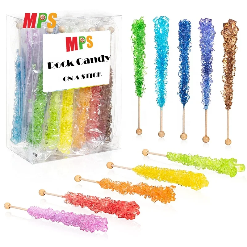 Factory Custom Homemade Assorted Colors Sour Sweet Rock Candy Sugar Sticks Indiv Wrapped - Pink, Light Blue, Lavender