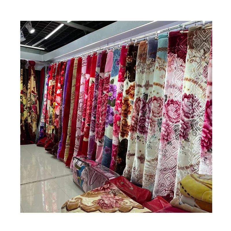 Yiwu blanket manufacturer For Winter Super Soft Raschel Blanket 2 Ply Reversible Raschel Bed Blanket