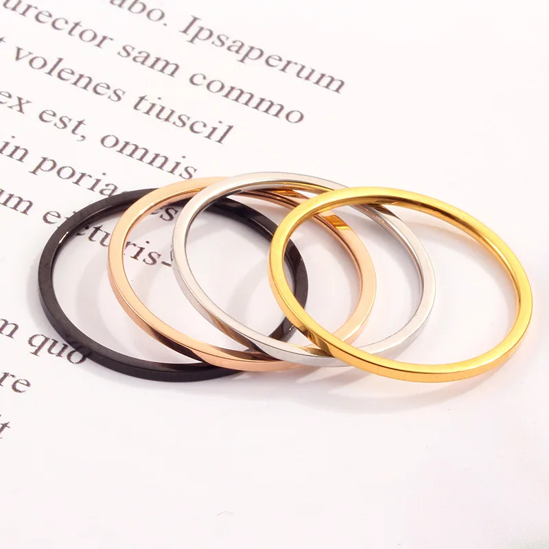 Classic 18K Gold Band Knuckle Stacking 1mm Rings Set For Women Girls Midi Ring Comfort Fit Size 3-8 Plain Stainless Steel Ring