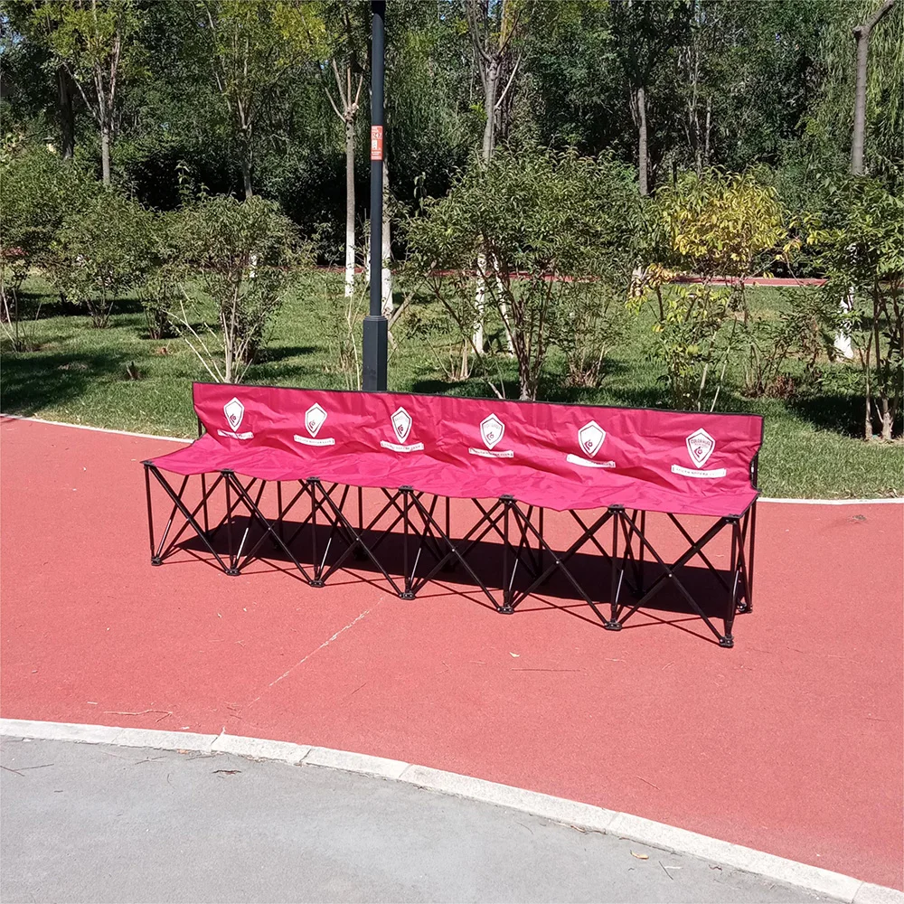 Outdoor Portable Folding 6 Seat Long Bench with Back High Quality Team Benches