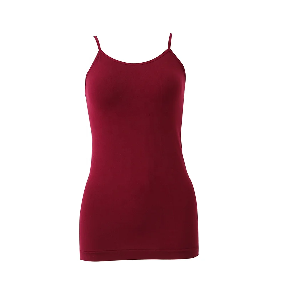 
Wholesale solid color spandex seamless vest tops women sexy girls sleeveless long camisole tops 