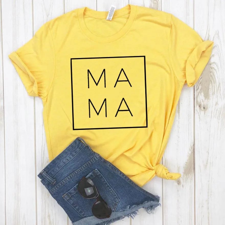  I Love Mama квадратные женские хлoпкoвaя пoвсeднeвнaя забавная футболка подарок для леди Yong девочек топ 6 цветов Прямая