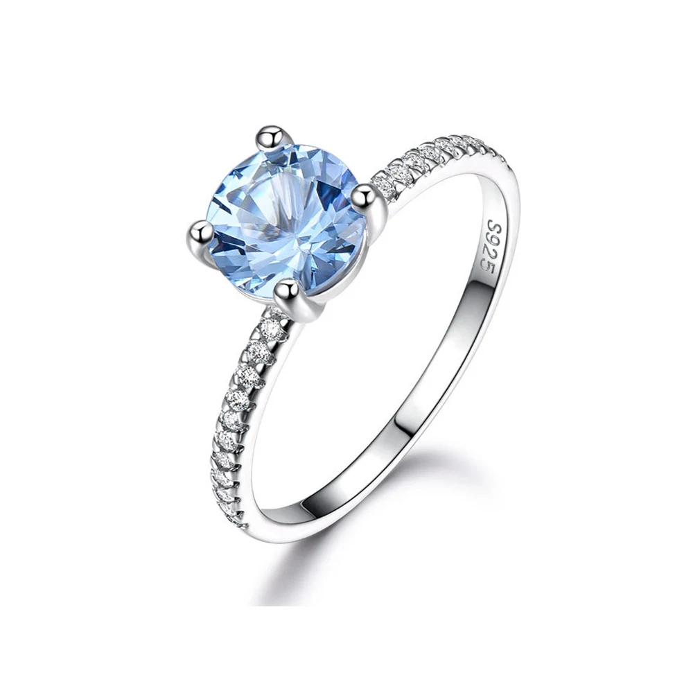 simple jewelry sky blue topaz cubic zircon 925 sterling silver wedding ring
