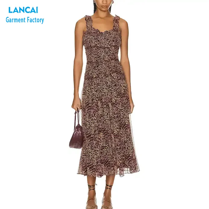 Clothing Manufacturers Custom Dress Women Printed Maxi Fashion Clothing Casual Lace Party Dress