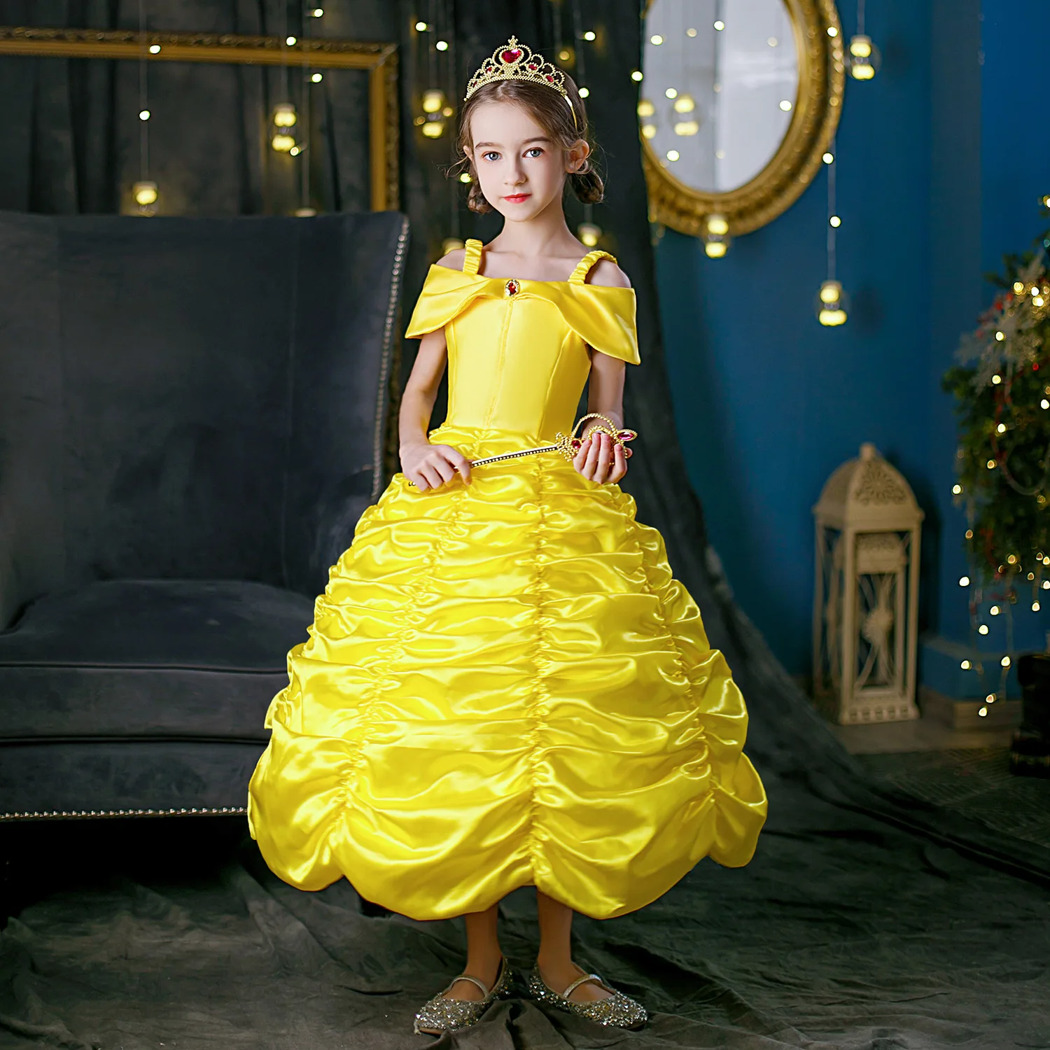 Halloween Party Beauty and the Beast Movie Princess Belle Dress Costumes Christmas Cosplay Baby Girls Dress up Outfits