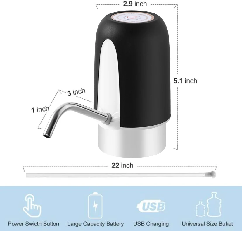 Rechargeable 5-gallon electric mini automatic portable water pump dispenser for drinking water