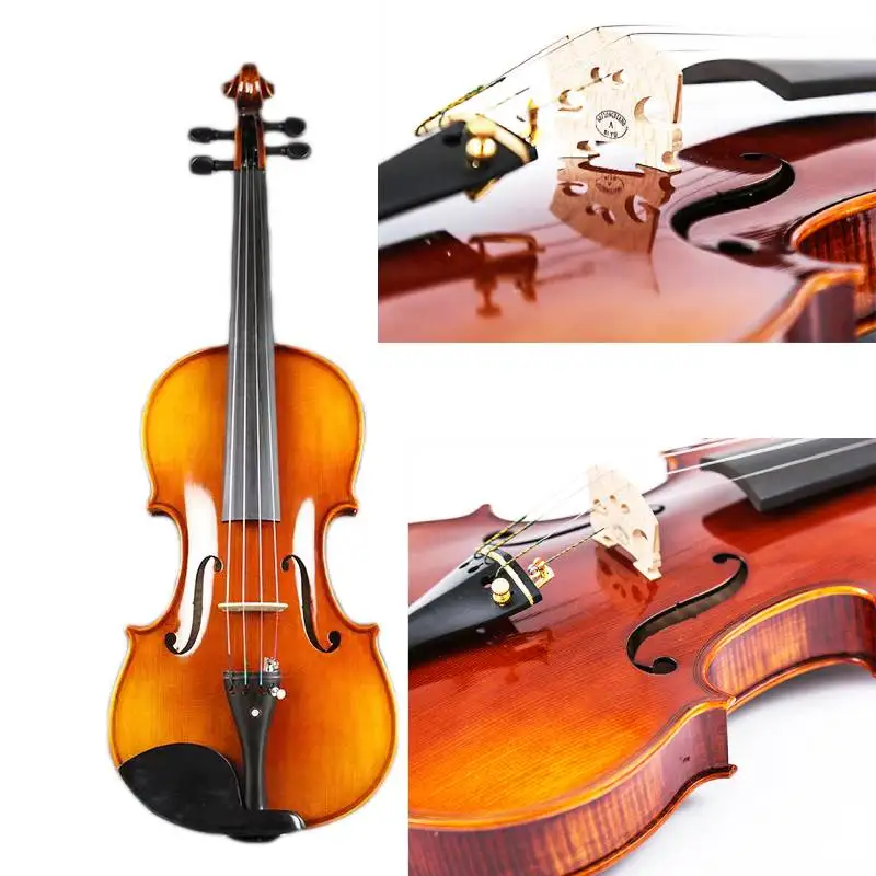 Good Acoustic Fidelity Solid Flamed Maple Side  Oil Varnished 4/4-3/4 Size Children Musical Violin