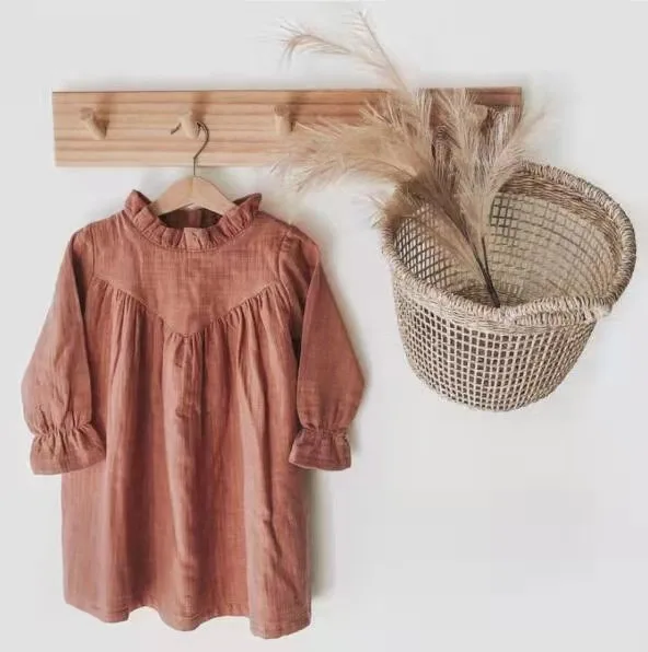 European toddler girls princess dress linen cotton blank kids girls dress