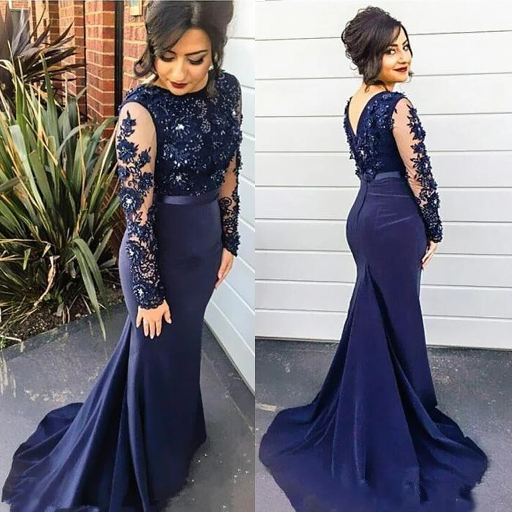 ELPR0000660 2020 long sleeve african bridesmaid dress lace appliqued long bridesmaid dress