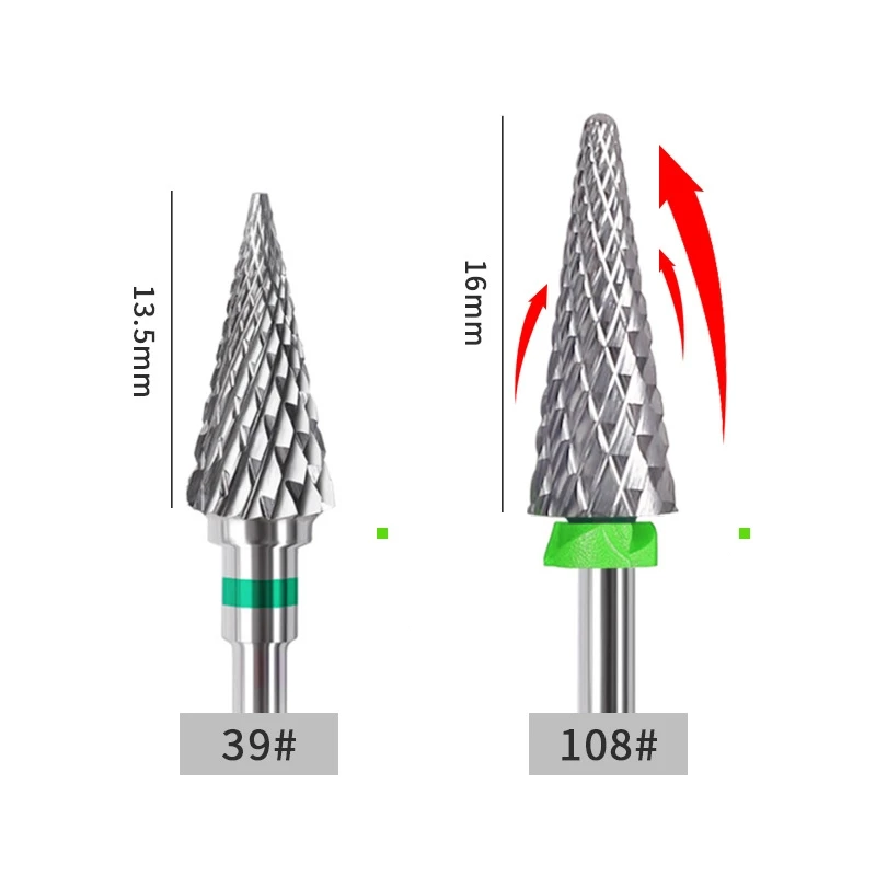 High Quality Two-way Tungsten Steel Armor Removal Drill Bit Quick Nail Exfoliation Tool Volcano Nail Bits Super Long Nail Bit