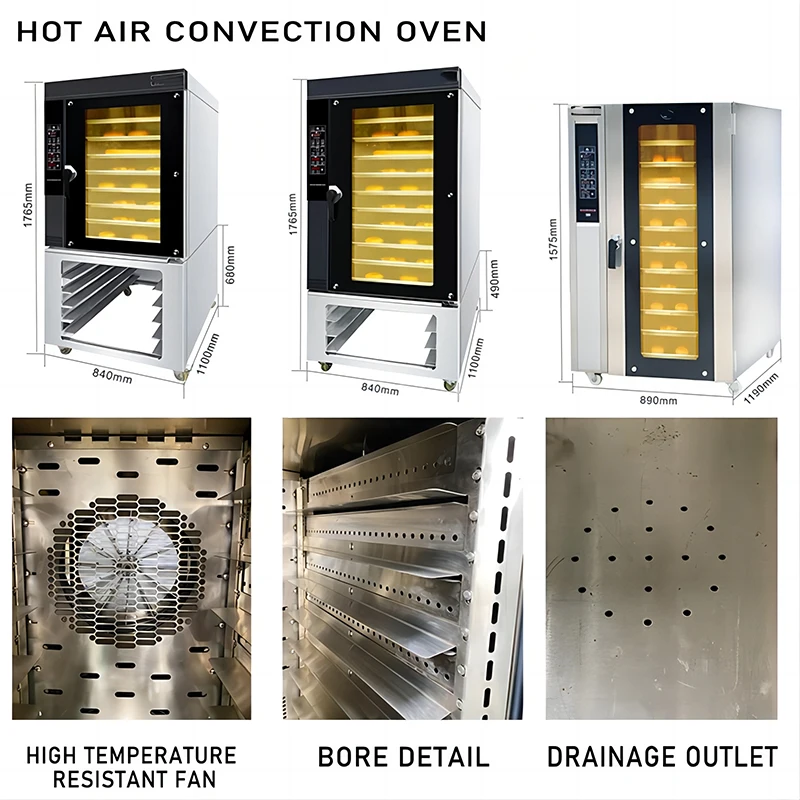 Stainless Steel 10 Trays Hot Air Electric Convection Oven  Hotels Food Shops Bakery Bread Oven Core Motor Component
