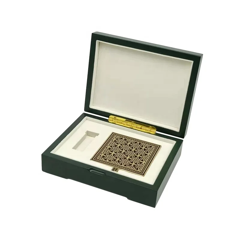 Arabic wholesale green lacquer storage perfume packaging wood gift box