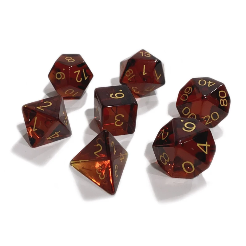 Пользовательские красные стеклянные кости набор драгоценных камней DND RPG