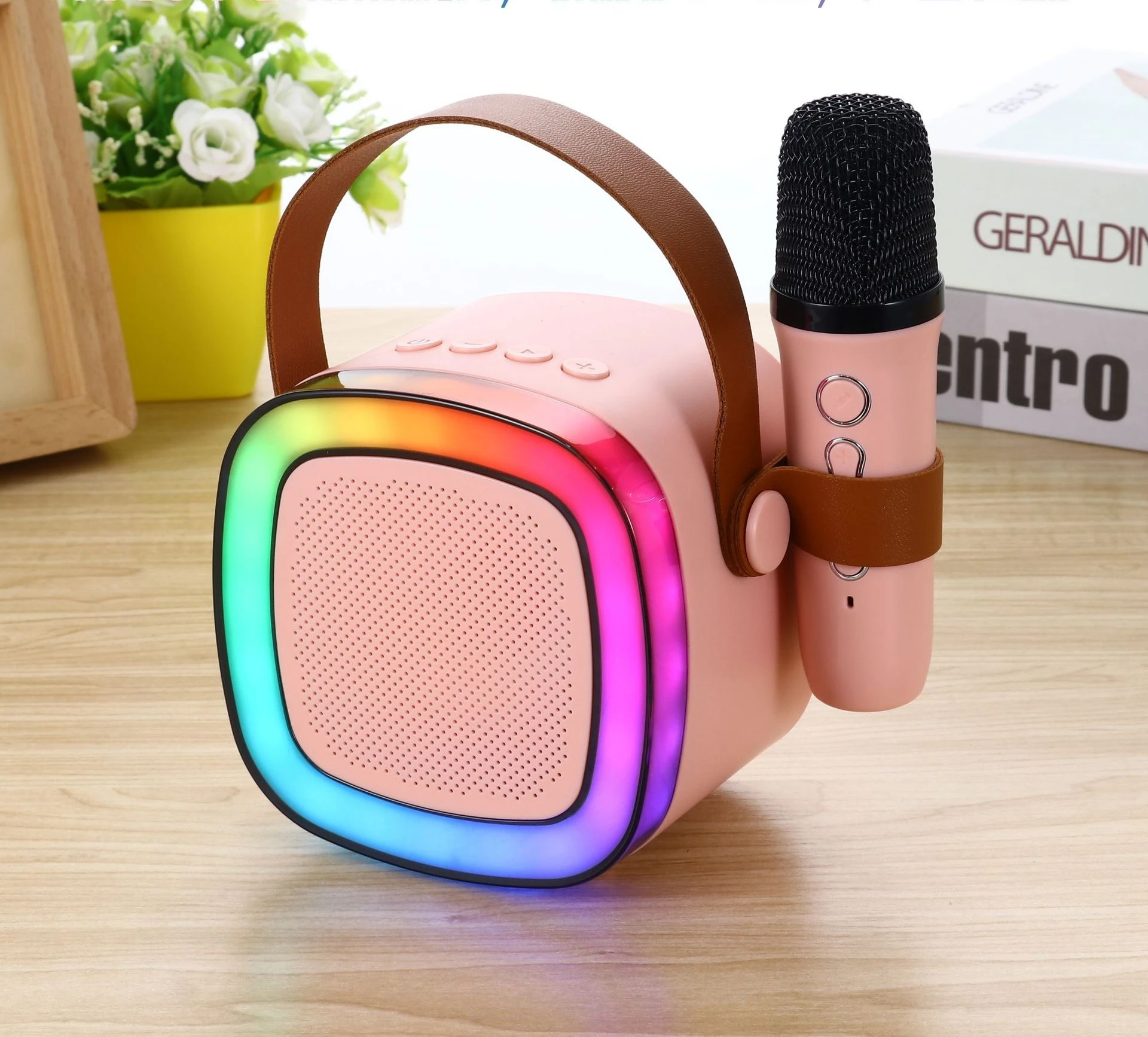 Hot selling KTV Audio portable mini wireless Bluetooth speaker with karaoke microphone outdoors