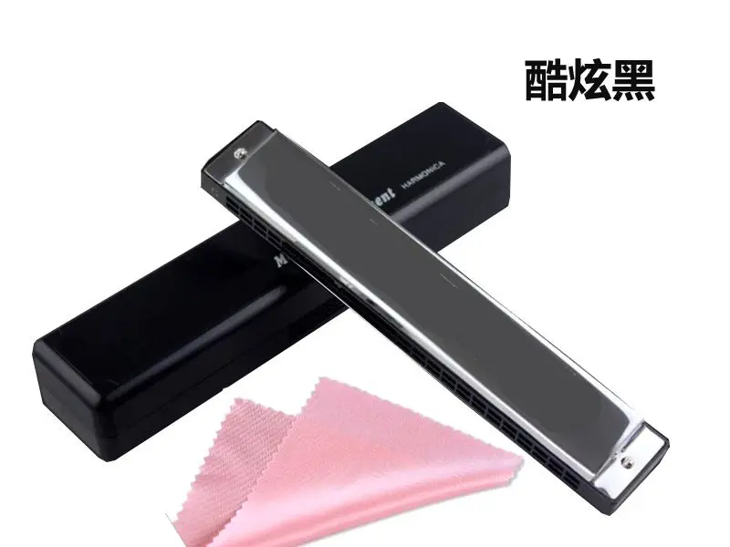 24-Hole Polyphonic Harmonica C Key Beginner Performance Harmonica Pink/Blue/Black