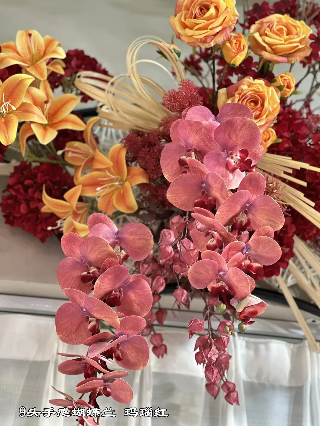 Multi-bloom Artificial Orchid Plant In Glass Vase Table Decor For Restaurant Hotel Mother's Day New Year Christmas