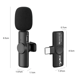 2.4G Wireless Microphone Noise Reduction Mini Mic Lavalier Microphones Use for Phones Live Gaming Vlog
