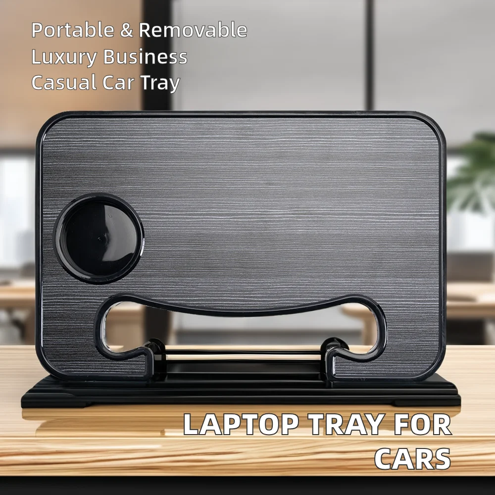 Wood Pattern Portable Laptop Table Tray Car Steering Wheel Auto Desk For Food Eating Steering Wheel Dining Tray
