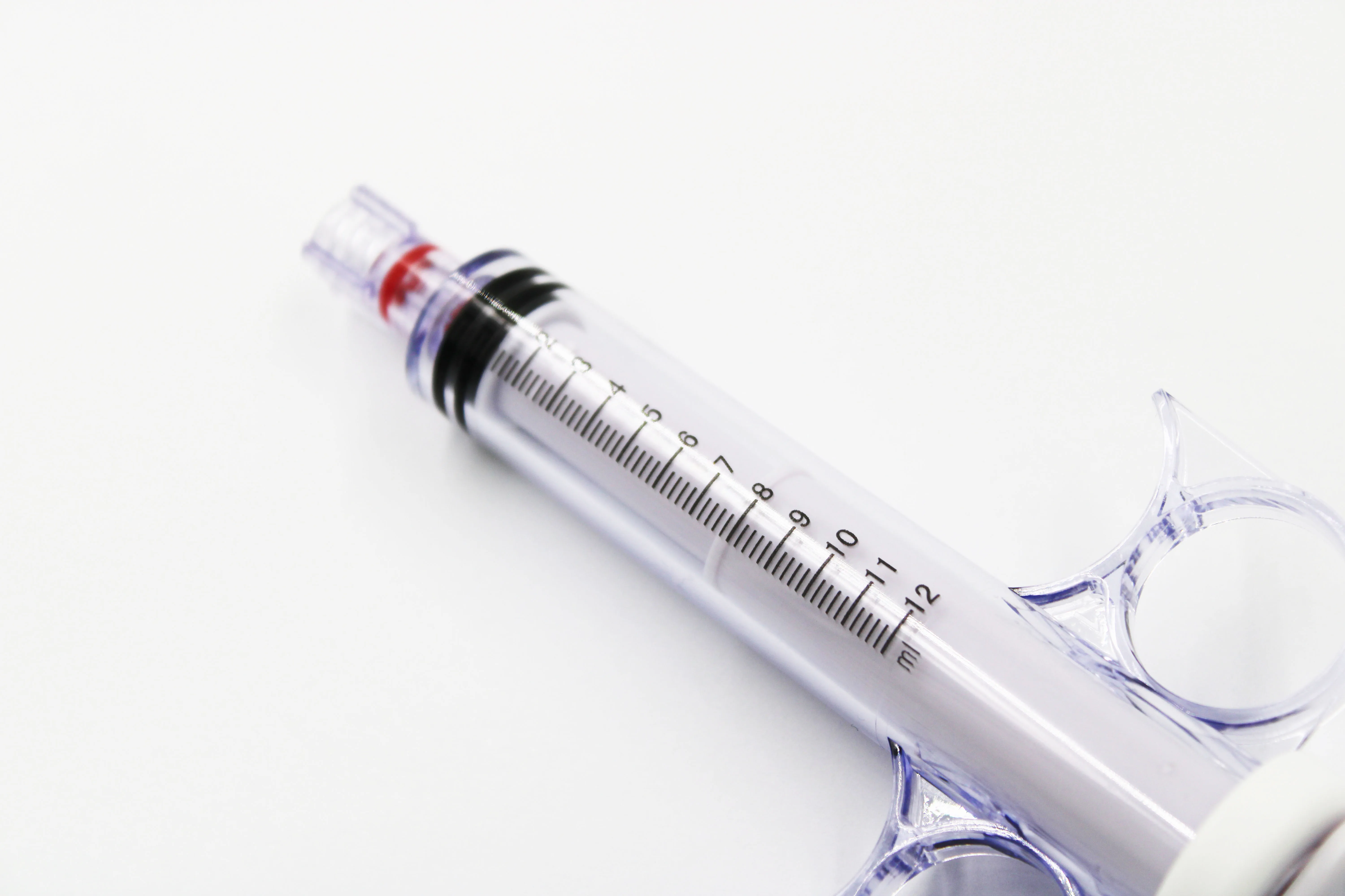 
CE Disposable Medical 12ml Contrast Medium Injector 3-ring Angiography Syringe 