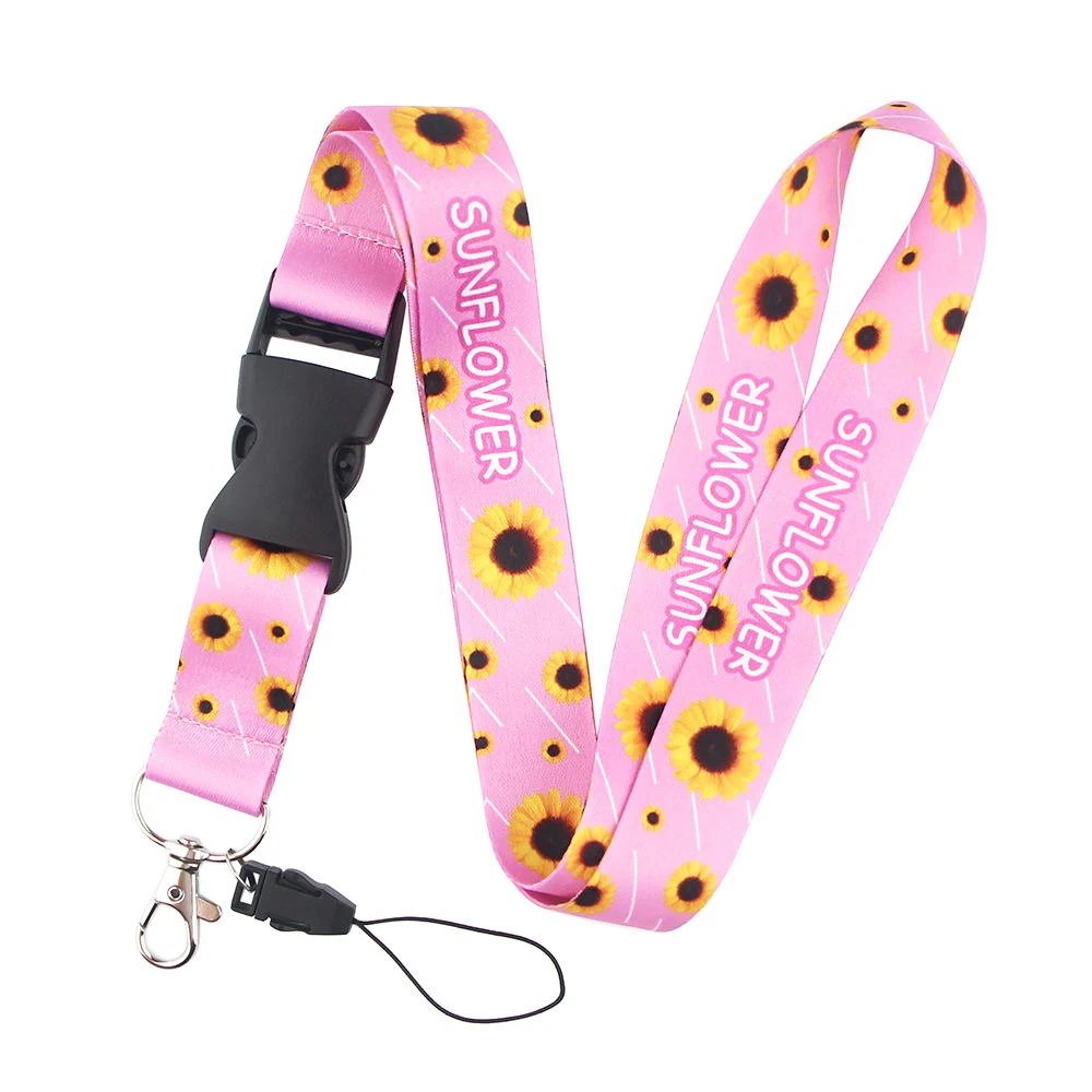 for with Sunflower Gifts Keychain Woven Neck Nurse Phone Sublimated Printed Logo Detachable Breakaway Polyester Custom Lanyard