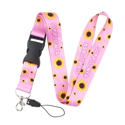 for with Sunflower Gifts Keychain Woven Neck Nurse Phone Sublimated Printed Logo Detachable Breakaway Polyester Custom Lanyard