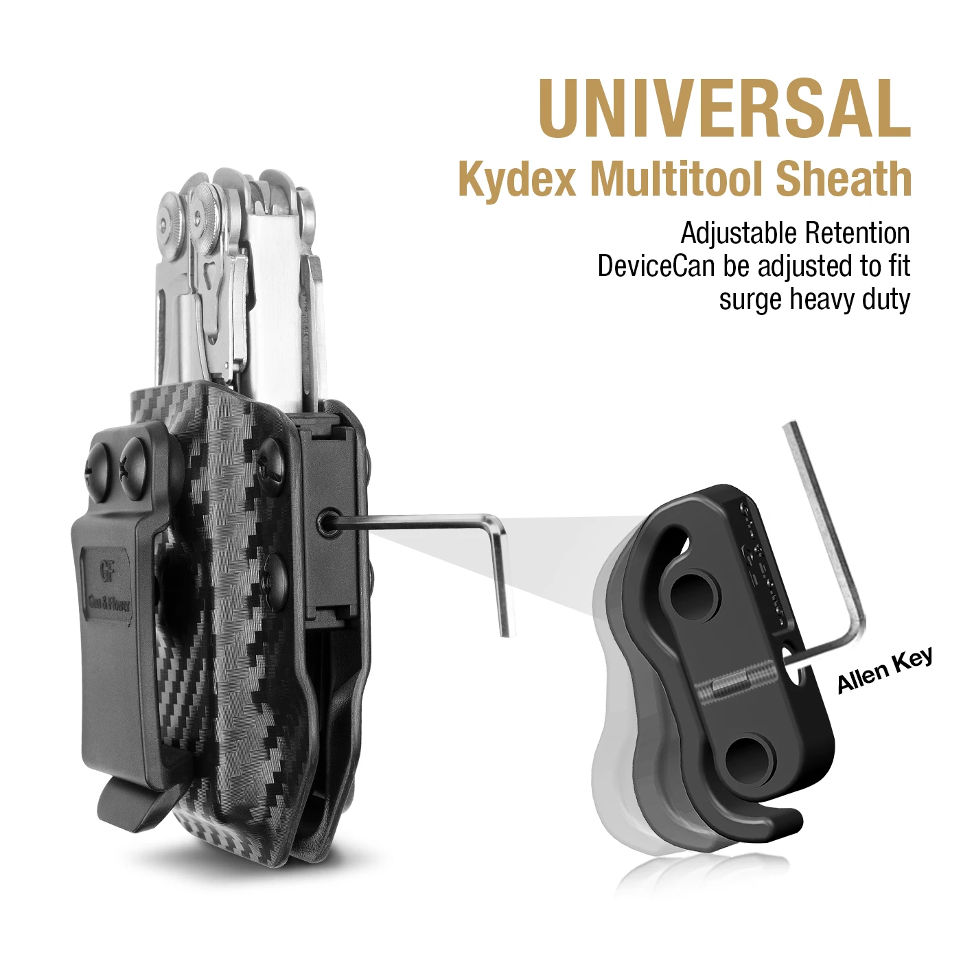 GUNFLOWER Adjustable Kydex Multitool Sheath Fit Surge Heavy Duty Carbon Fiber Universal OWB/IWB Carry Holder