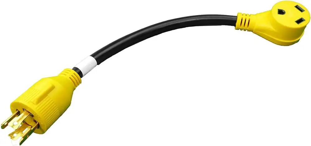 RV Generator Adapter with 30 Amp 4 Prong Locking Male Plug To RV 30 Amp Female Standard Connector 18 inches