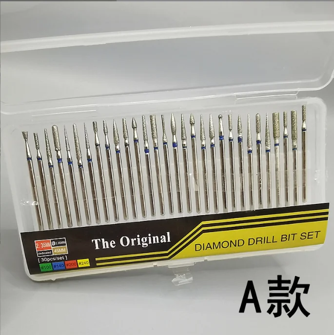 Nail Drill Bits Polishing Head 30 Pcs Cuticle Cleaner Dust Brush for Grinder Drill Nail Carbite Polishing Head