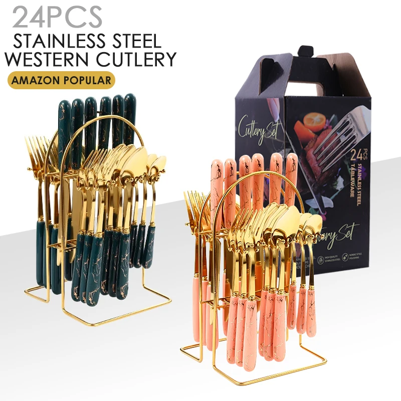 24 шт. набор столовых приборов из нержавеющей стали