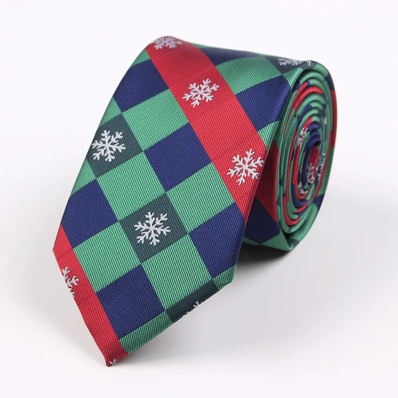Christmas Tie Fashion 7.5cm Silk Green Red Snowman Tree Santa Claus Jacquard Necktie for Men Gift Festival Party Ties