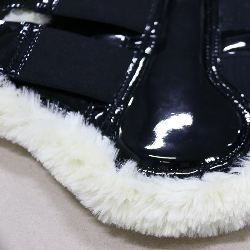 Professional Manufacturer Horse Riding Products Equine Boots Patent Leather Horse Tendon Brushing Boots Equestrian