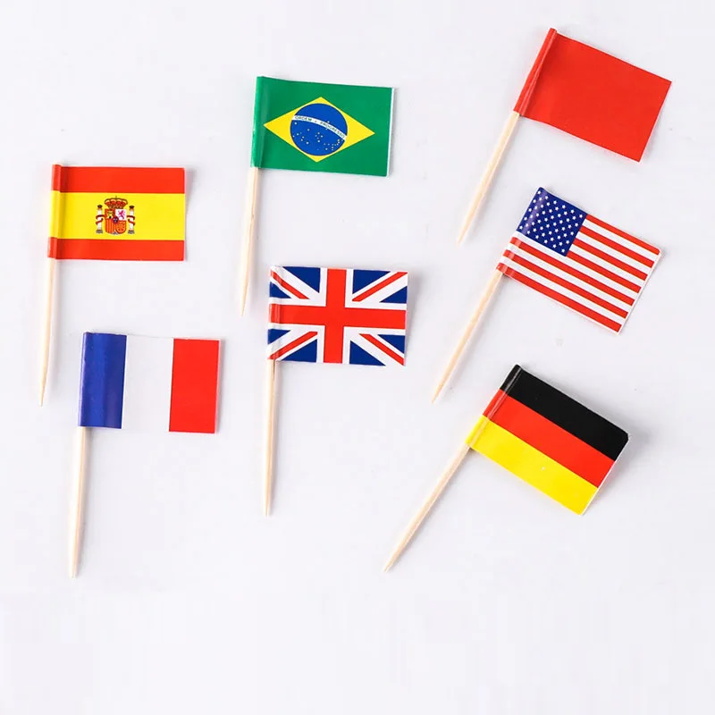 2024 Custom Flag Wooden Food Mini Burger Cocktail Toothpicks Flags