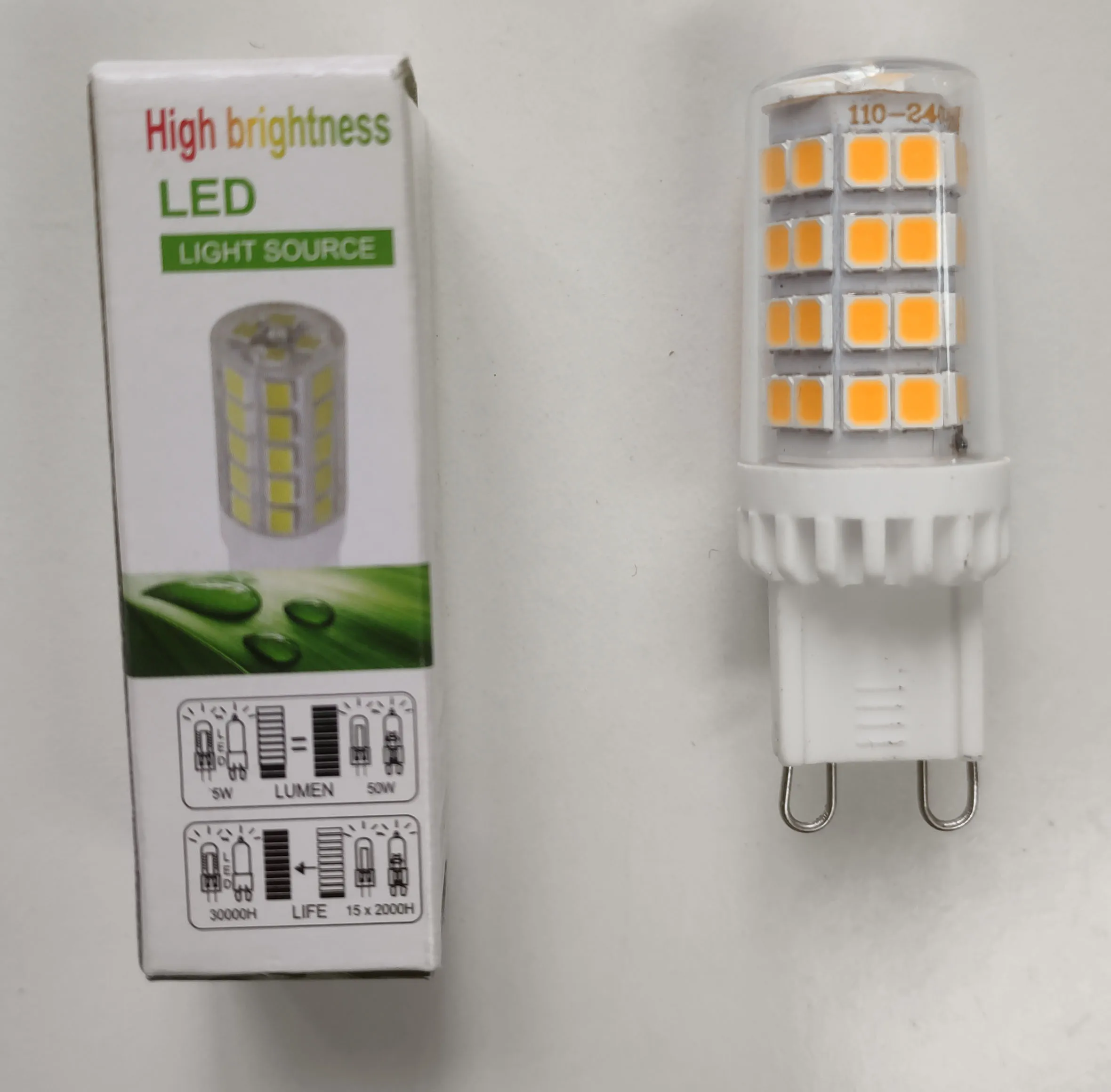  Горячая Распродажа 5 Вт LED G9 50 эквивалент Bi Pin Галогенные лампы нерегулируемая яркость теплый белый 3000K Светодиодные Энергосберегающая