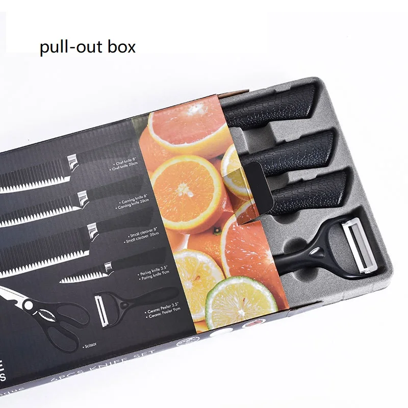 Kitchen Knives Set Scissor Vegetable Fruit Peeler Sharp Non-stick Stainless Steel Knife 6pc Set