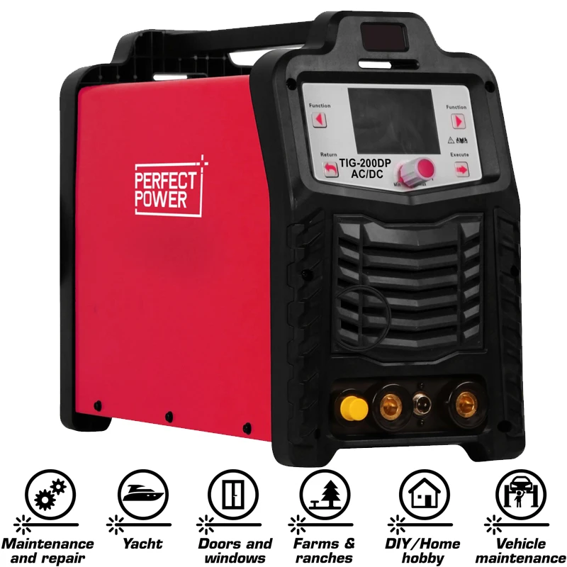 IGBT Inverter DC Pulse TIG Welder MMA ARC Welding Machine for Aluminium Stainless Steel Single Phase AC 220V 200 Amp Carbon Max