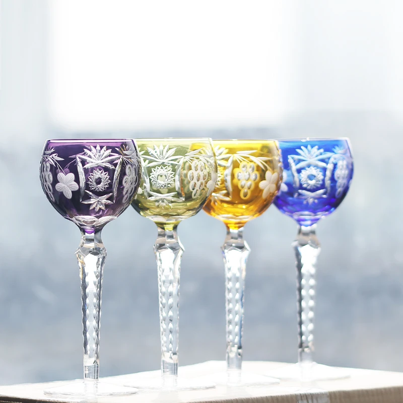 Luxury Edo Kiriko Style 6.5oz Hand Carved Glass Cup for Whisky Brandy Cocktail Cold Drink perfect for wedding