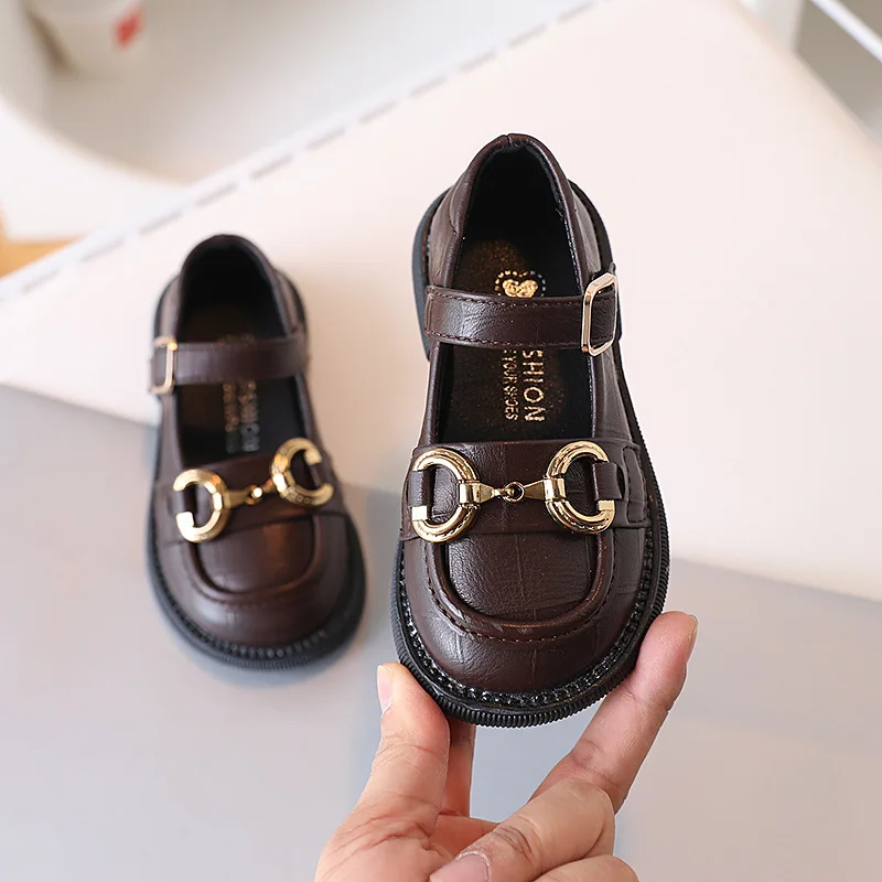 Hot Sell Baby Children Leather Soft sole Dress School Shoes Mary Jane Princess Girl Party Non-slip students Boy Girl Black Shoes