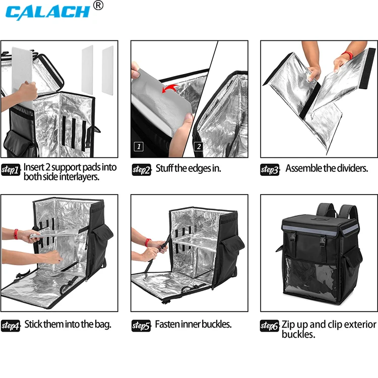 Calach Waterproof Thermal Insulated Custom Large Food Pizza Delivery Bag for  Motorcycle