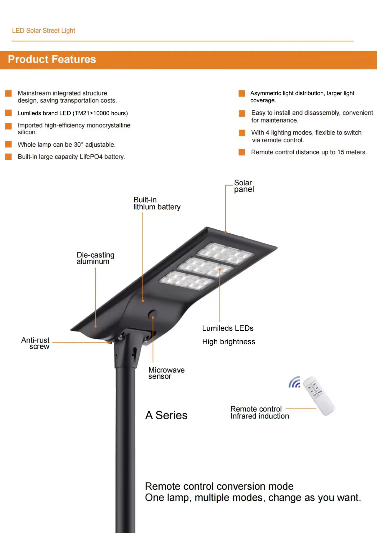 High Lumen LED All-in-One Solar Street Light Original Factory Produced solarlights