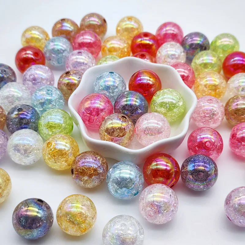 New Arrival ABS 20mm Hole Round Chunky Bubblegum Beads Polished Wave Printed Acrylic Colorful Pearls For Jewelry Making