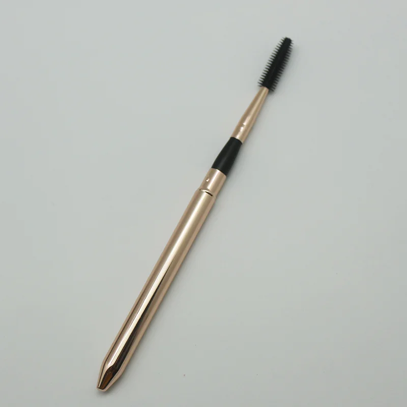 Spoolies Mascara Eyelash Brush Silicone eye brow makeup brush Lashes Wand Rose gold retractable eyelash spoolie brush with lid