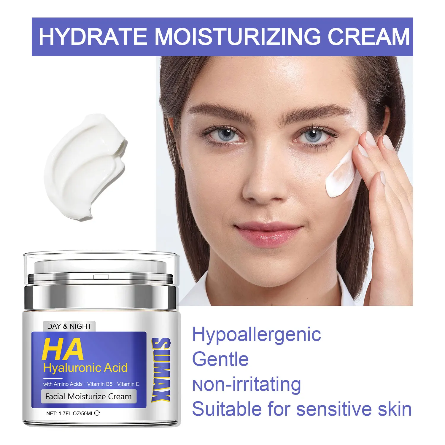 Sumax Hyaluronic Acid Moisturizing Cream 50ml Long Lasting Hydration Routine Skin Care