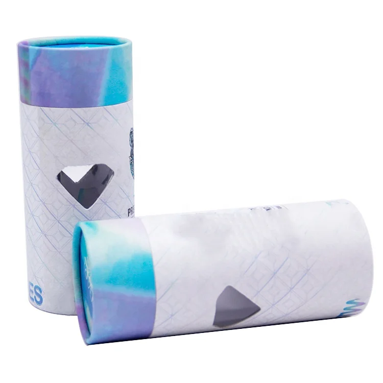 Wholesale custom printed size degradable cardboard round box kraft carton packaging paper tube with transparent window