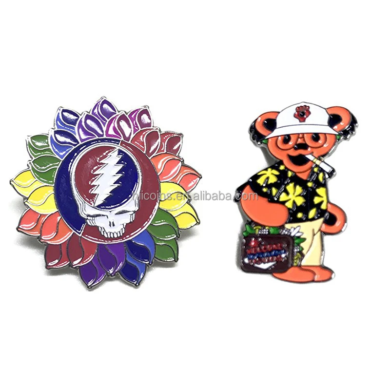 Wholesale Bulk Soft Hard Enamel Pin Manufacturer Souvenir Promotional Gift Grateful Dead Metal Custom Hard Enamel Lapel Pin