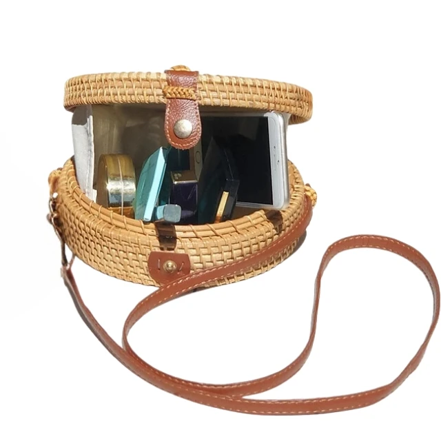 Vietnam Manufacturer Rattan Round Bag Handmade Bohemian Shoulder bags Woman Fashion Items for Daily Use