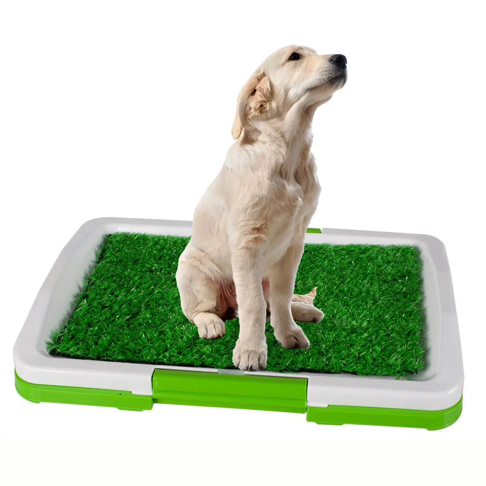 Free sample wholesale Pet Dog Cat Litter Toilet Mat Training Indoor Plastic Tray Grass Training System Box For Dogs