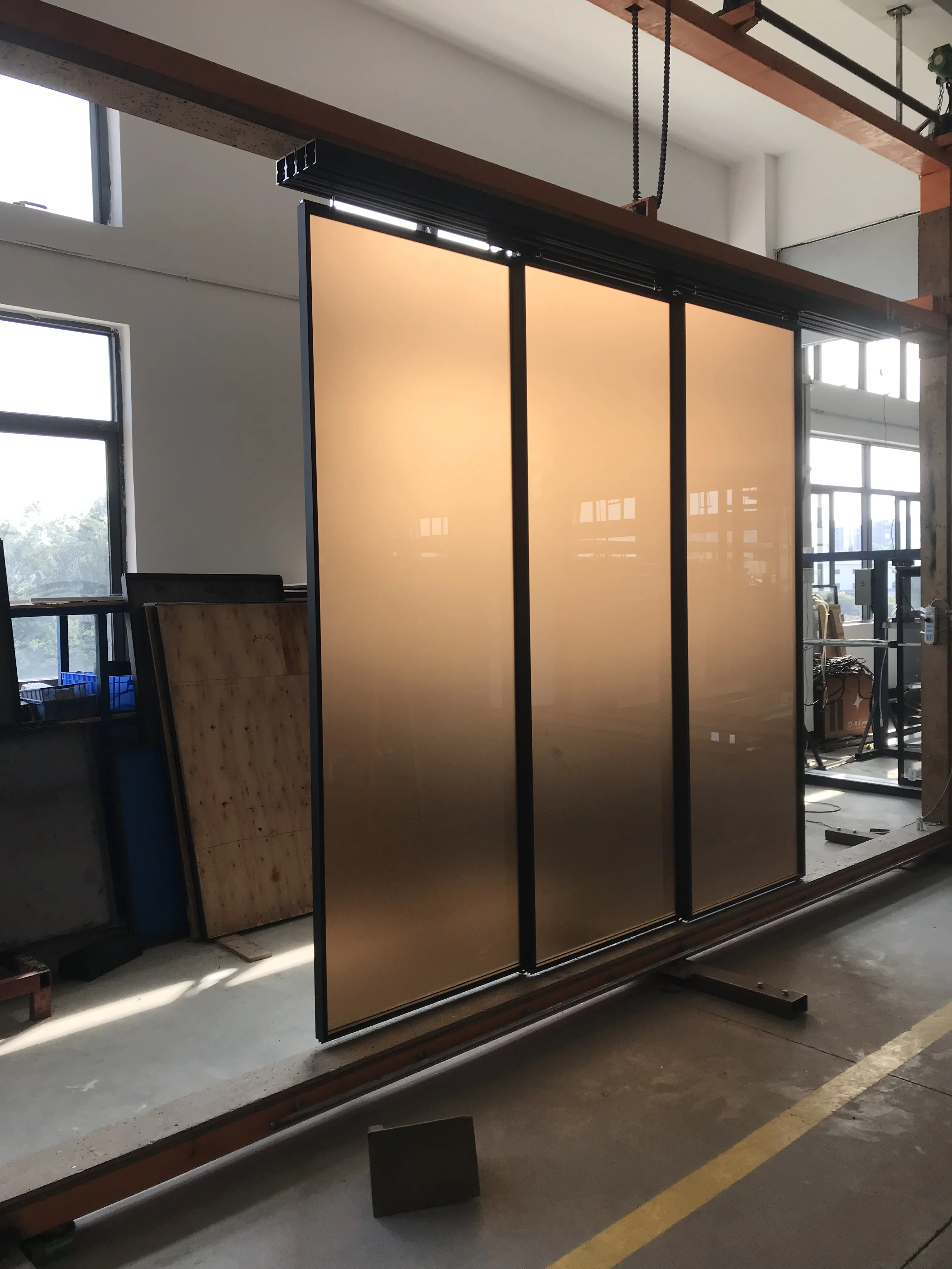 Customized Modern Frame Automatic Tawny Glass Sensor Electric Aluminum Glass Sliding Doors for Office Glass Automatic Door